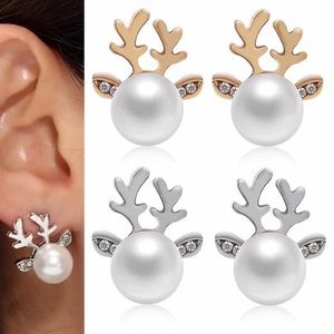 Christmas Reindeer CZ's and Freshwater Pearl Studs